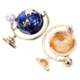 COLLBATH Boucles D'oreilles Globe Pour Femmes En Alliage Avec Revêtement Bleu, Clous D'or...