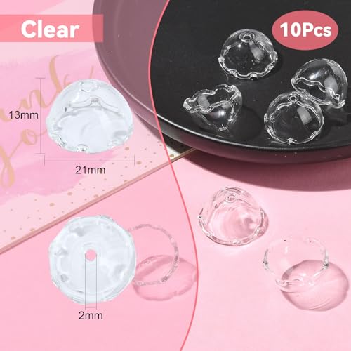 UR URLIFEHALL 10 Pcs Flower Glass Bead Cones Wind Chimes Bead End Caps Flower Shaped Beads for Jewellery Making Crafts Home Gift Decor - Image 2