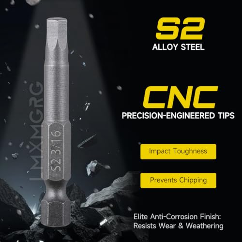 Image of 12PCS Hex Head Allen Wrench Drill Bit Set,SAE Hex Bit Set,1 /4 Inch Square Shank Impact Hex CNC Machined Screwdriver Bits(50mm)