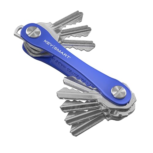 KeySmart Original Schlüsselhalter Kompakter Schlüsselorganizer für den Schlüsselbund minimalistischer EDC-Schlüsselanhänger mit Schlüsselring Bleu für bis zu 14 Schlüssel