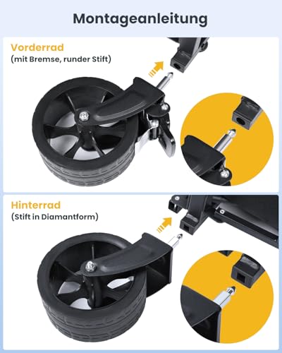 YEAUPE PRO Bollerwagen Faltbar, 125L 100KG Belastbar, All Terrain Bollerwagen mit 2 Wasserflaschentaschen und 1 Netztasche, Handwagen für Garten/Strand/Camping