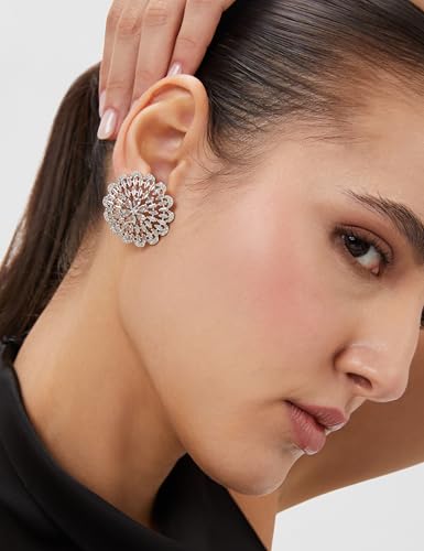 Image of Rubans Stud Earrings American Diamond Trendy Jewellery for Women & Girls