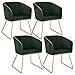 WOLTU 4X Sedie per Camera da Letto Moderne in Velluto Comfort Poltrona Imbottita Gambe Dorato di Metallo, Verde Scuro BH271dgn-4