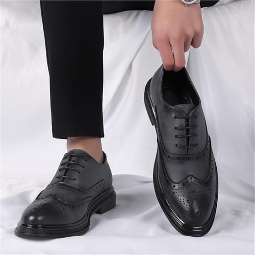 Mens Mid Heel Lace Up Oxford Shoes Genuine Leather Business Formal Arch Support Breathable Shoes4