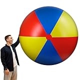 Glimin 5 ft or 5.9 ft Giant Inflatable Beach Ball Jumbo Rainbow Ball Extra Large Inflatable Toys for Pool Summer Beach Pool Event Party Massive Games(60 in,Blue, Yellow, Red)