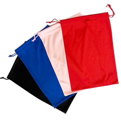 Image of 4 Pieces Ski Goggle Bag Microfiber Drawstring Pouch Snow Goggle Protection Bag Soft Storage Case Pouch, 7x10.6 Inch