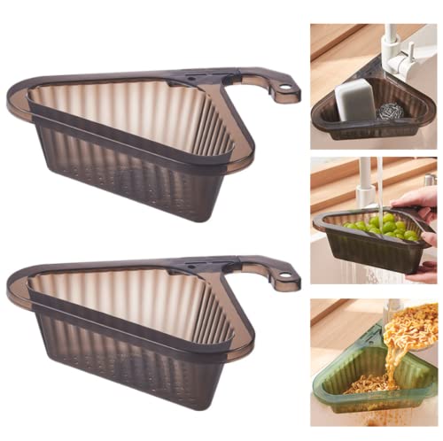 三角コーナー 水切りネット 2個 白鳥の形シンクバスケット 三角形 多機能 排水棚 シンクストレージラック (黒)