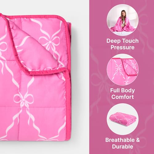 OHS Bow Print Weighted Blanket Adult, 8Kg Super Soft Weighted Blanket Therapy Autism Insomnia Stress Anxiety Relief for Adults, King - Hot Pink - 150x200cm (Disclaimer: Only suitable for age 3+years) - Image 6