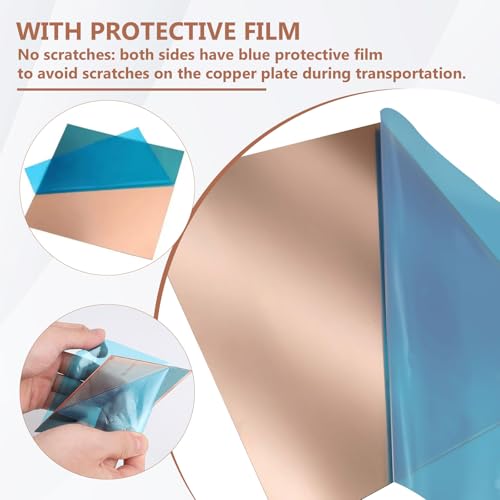 MIGUBIGU 2 Stück Kupferblech 1 mm x 100 mm x 100 mm, Kupferplatten, 99% Reines Kupferband, Kupfer Blech für Schmuckherstellung, DIY-Basteln, Leiterplattenexperimente, Keine Kratzer