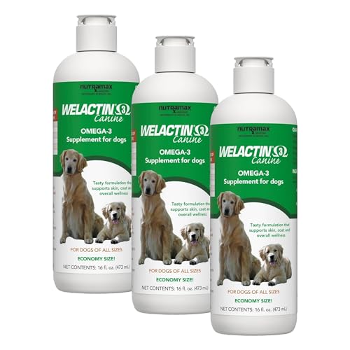 Image of Nutramax Welactin Omega 3 Fish Oil for Dogs, Skin and Coat Health Supplement, Plus Joint, Immune, Kidney, and Brain Support, Premium Omega 3 Fatty Acids, For Dogs, 16 Ounce Liquid (Pack of 3)