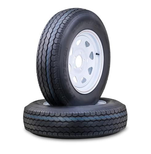 Free Country Trailer Tire Wheel Assembly ST205/75D14 6-Ply C 99L 5 Lug on 4.5 PCD White Spoke Wheel SET 2