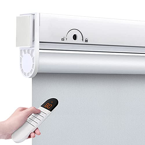 Drill-Free Rechargeable Motorized Blackout Window Blinds Shades w...