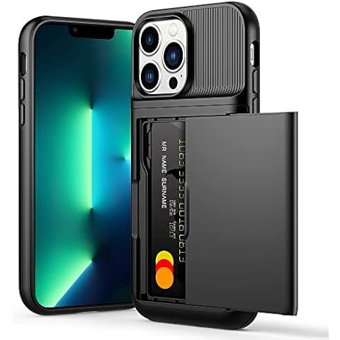 Aolcev for iPhone 13 Pro Case with Card Holder Slot iPhone 13 Pro Wallet Case Anti-Scratch Hard PC Back Soft TPU Bumper Shockproof Case Heavy Duty Protective Phone Case Cover for iPhone 13 Pro-Black Cover