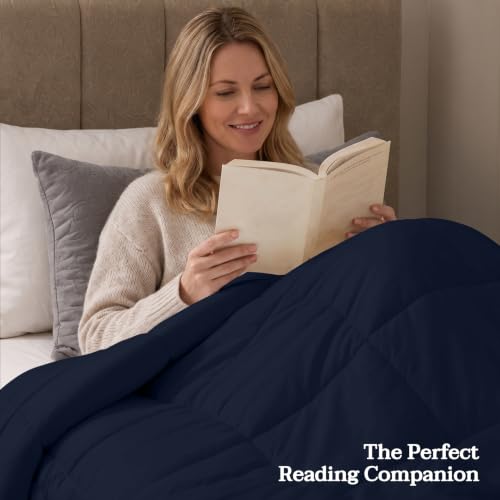 Image of Utopia Bedding Comforters Twin Size, All Season Duvet Insert, Down Alternative Box Stitched Bed Comforter with Corner Tabs, Machine Washable (Navy)