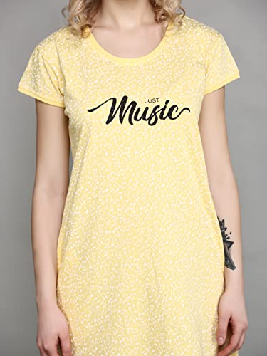 Image of Meerkat Women Short Sleeve Knee Length Cotton Knits Printed Short Nighty /Long Shirt /Midi