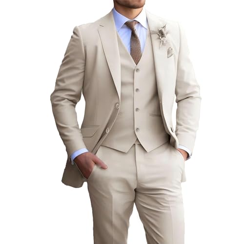 Suits for Men 3Piece Slim Fit Suit Two Button Solid Jacket Blazer Vest Pants Business Formal Suits