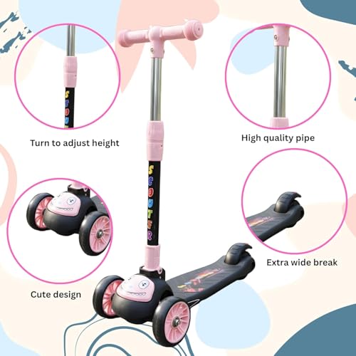 Image of Crackles Foldable Kick Scooter for Kids | Skating Cycle Style Scooter with Adjustable Handle & Foldable Design Lightweight Ride-On Toy for Boys & Girls Outdoor Toy