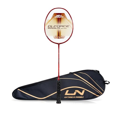 Li-Ning G-Force 5k Superlite Badminton Racket with Full Cover | 78 Grams | Max Tension : ≤30 lbs | Enhanced Control, Fast Swing Speed & Aero Frame Tech