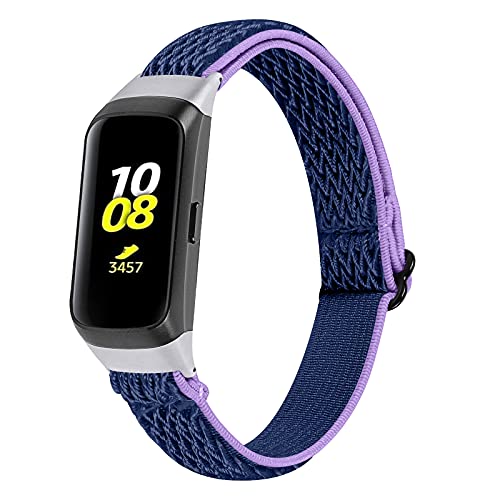 Fit for Samsung Galaxy Fit SM-R370 Bands Women Men, Stretch Adjustable Elastic Nylon Bracelet Strap Replacement Watch Band Wristbands for Samsung Galaxy Fit Fitness Tracker (Purple)