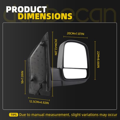 Image of Dasbecan Passenger Side Mirror Compatible with 08-17 Express & Savana 6pins