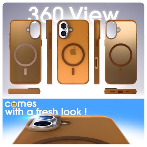Image of Amazon Basics Back Cover for iPhone 17 | Hybrid Design with Soft Silicone Edges & Hard Frosted TPU Back | Mag-Safe Compatible | Shockproof Design Back Case (Brown)