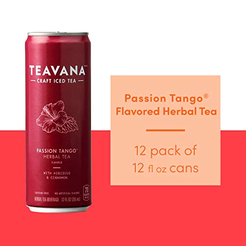 Teavana Craft Passion Tango Iced Natural Herbal Tea with Apple, Lemongrass, Cinnamon, Hibiscus Flavor 12 Fl. Oz. Cans (Pack of 12)