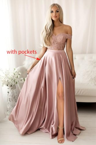 Clothfun Women's Off Shoulder Lace Prom Dress 2 Piece Long Ball Gown Formal Party Gowns with Pockets CY026 - Image 4