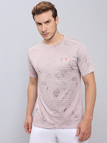 Image of TECHNOSPORT Men Polyester Regular Fit Half Sleeve Jacquard T-Shirt with Double Cool, Quick Dry & Anti Microbial for Sports, Running & Casual Use