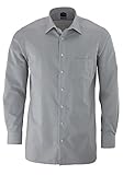 Manschette: Kombimanschette OLYMP Luxor modern fit Hemd Langarm New Kent Kragen Chambray, Größe 43, Farbe Hellgrau