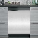 Silver Brushed Stainless Steel Dishwasher Magnet Cover for Washers Fridge Cover Panel Stainless Steel Wave Decal Home Kitchen Decor,Washing Machine Cabinet Reusable Dishwasher Covers,26 x 23 inch