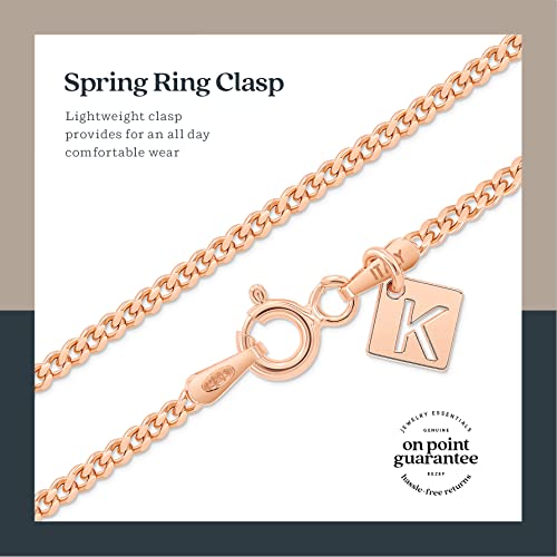 KEZEF Sterling Silver 1.8mm Cuban Curb Chain in Silver, Gold & Rose Gold over Silver Made in Italy - Image 6