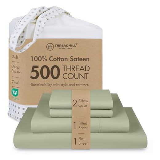 Threadmill 5-Star Hotel 500 Thread Count Best Bed Sheets, 100% Cotton Sheets Set for Queen Size Bed, Smoother Than Egyptian Cotton Claims, 4 Pc Set with Deep Pockets (Sage Green)