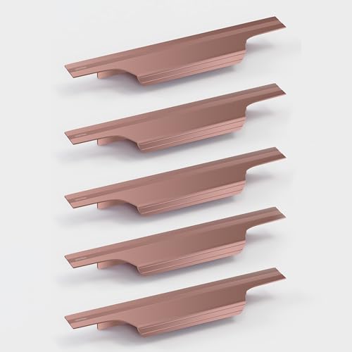 Image of Plantex Profile Handle for Kitchen Cabinet /8 Inch Aluminium Drawer Profile Handle /Wardrobe Pull Handle for Home /Office /Hotel - Pack of 5 (Rose Gold)
