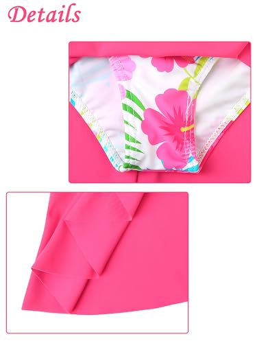 Image of BAOHULU Girls Two Piece Swimsuits Rash Guard Ruffle Bikini Skirt Short Sleeves Beach Dress Swimwear UPF 50+ 3-12Y