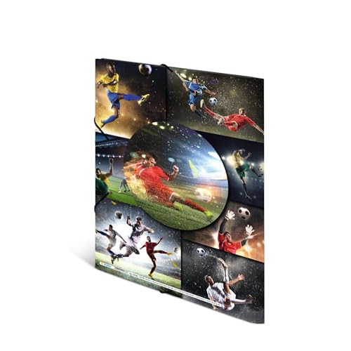 HERMA Collector's Folders A4 Football Set, Set of 3, Children's Plastic Corner Folder with Sport Motif, Elastic Band - Image 2
