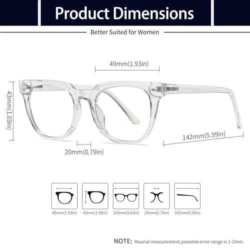 KANASTAL TR90 Przezroczysty Niebieskie Światło Blokujące Okulary Dla Kobiet Mężczyzn, Komputerowe Okulary Do Gier Niebieskie Światło Filtr Przeciwwzorowy, Antyodblaskowy Do Komputera Laptopa Gier - obrazek 5