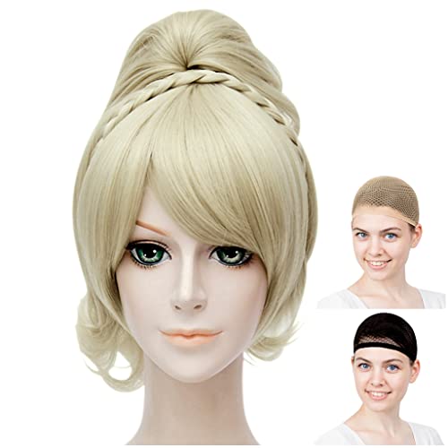 CaseEden コスプレ ウィッグ ショート バンス付き 耐熱 三つ編み ライトゴールド ブロンド 金髪 WIG5330（Amazon）