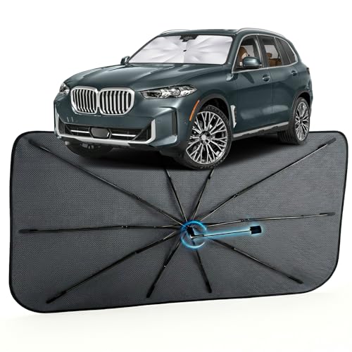 Image of Car Windshield Sun Shade for BMW X5 2014-2026 -[Reflective Coated Fabric] Sunshade Umbrella for Front Window, Car Shades Sun Visor Keep Car Cool and Protects Interior, 1:1 Exact Fit