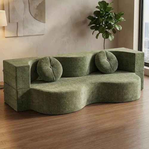 Sofá cama plegable de tela compacta con reposabrazos de 2 y 3 plazas salón 2