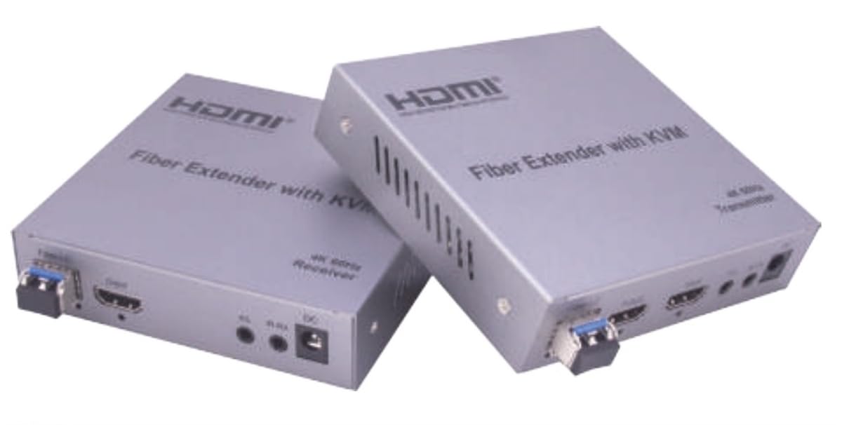 LINK HDES19 HDMI 4K 60Hz KVM Extender over Fiber Optic up to 20km - Ultra HD Video Transmitter and Receiver, USB Keyboard and Mouse Support, PC and Server Remote Control