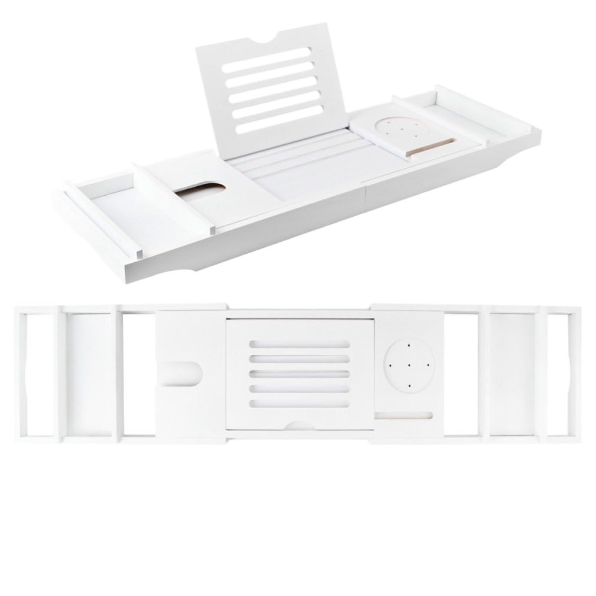 Vassoio da bagno espandibile in bambù antiscivolo, con supporto per bicchieri di vino e tablet, perfetto per spa relax e cura di sé, regalo per donne