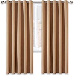 Imperial Rooms Blackout Ring Top Curtains for Bedroom 66x72 Inch Drop - Black Curtains Super Soft Thermal Insulated Eyelet Living Room Window Curtain & Drapes 2 Panel with Tiebacks