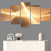 SIGNWIN 5 Panel Canvas Wall Art Modern Art Abstract Closeup Geometric Lights Mixed Media Modern Multicolor for Home Decorations Ready to Hang - 60