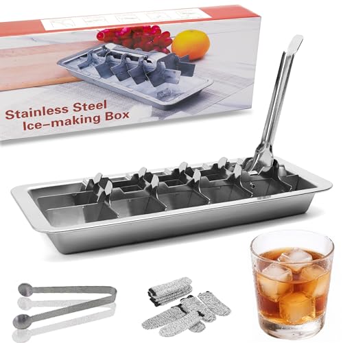 GHAHILI Stainless Steel Ice Cube Trays, Metal Ice...