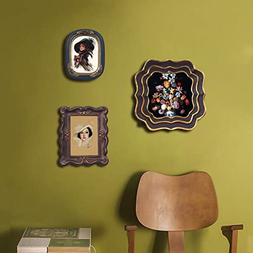 Vintage Mini Picture Frame 2.5x3.5 Inch,Antique Ornate Photo Frame With Floral Relief,Wall and Tabletop Display,High Definition Glass Front,Retro Home Decor Art Gallery (Brown 2.5x3.5)