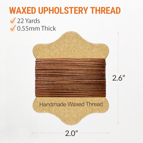 Hilo encerado para coser (Color marrón), agujas de alta resistencia (11 piezas), agujas biseladas (20 piezas) - Agujas duraderas para coser a mano - Adecuado para cuero, lona, manualidades y más miniatura 2