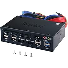 TCC-QL5E 5.25 Inch PC Multifunction Dashboard Media Front Panel, with SATA e-SATA Dual USB 3.0 6 Port USB 2.0 Audio Ports and Five-in-one Card Reader