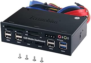 Tccmebius TCC-QL5E 5.25 Inch PC Multifunction Dashboard Media Front Panel, with SATA e-SATA Dual USB 3.0 6 Port USB 2.0 Audio Ports and Five-in-one Card Reader