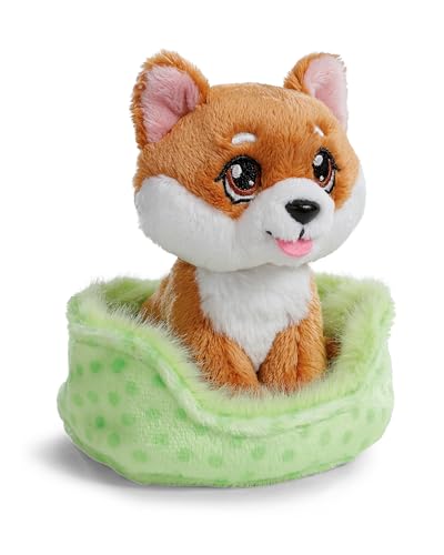Peluche NICI Chien Shiba Inu 12 cm dans Un Panier - Marron
