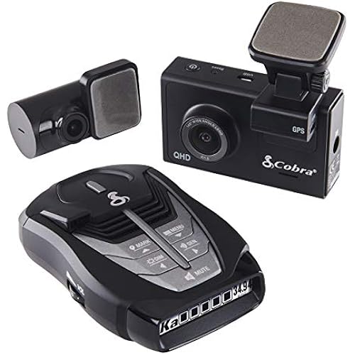 Cobra SC 200D Smart Dash Cam and RAD 480i Laser Radar Detector – QHD+ 1600P Video Recording, Voice Commands, Included Rear-View Cam, Bluetooth Connectivity, LaserEye Front and Rear Detection, Black